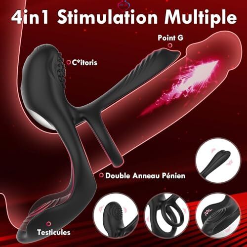 Anneaux de Pénis Sex Toys, 4 en 1 Anneau Penien - Anneau Homme Vibrant avec 10 Modes de Vibration, Sextoyse Homme Sex Toýs Couple Cockring Vibromasseurs Sex To Slide 5