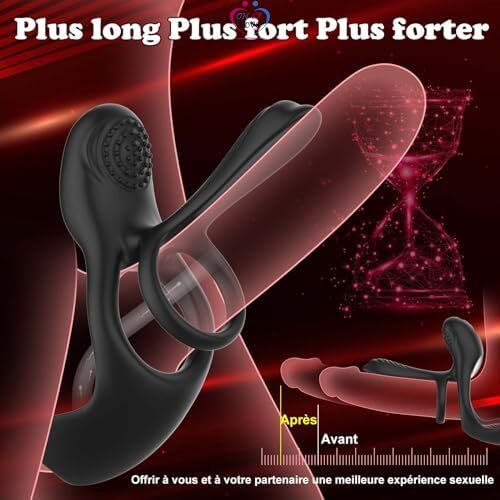 Anneaux de Pénis Sex Toys, 4 en 1 Anneau Penien - Anneau Homme Vibrant avec 10 Modes de Vibration, Sextoyse Homme Sex Toýs Couple Cockring Vibromasseurs Sex To Slide 6