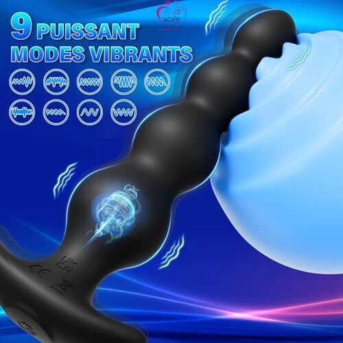 Plug Anal Vibromasseur Sex Toys - 14cm Extenseur plug anus plaisir pour hommes, femmes et couples, jouet sexuel plug anale est livré avec 9 modes de vibration e Slide 7