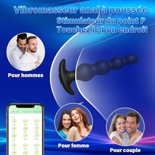 Plug Anal Vibromasseur Sex Toys - 14cm Extenseur plug anus plaisir pour hommes, femmes et couples, jouet sexuel plug anale est livré avec 9 modes de vibration e Slide 3