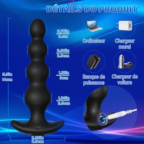 Plug Anal Vibromasseur Sex Toys - 14cm Extenseur plug anus plaisir pour hommes, femmes et couples, jouet sexuel plug anale est livré avec 9 modes de vibration e Slide 6