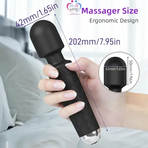Vibromasseur avec baguette de massage à 8 vitesses, vibromasseur noir pour le corps, étanche, sex-toy pour femmes, 20 vibrations Slide 5