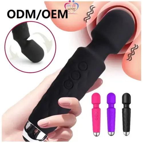 Vibromasseur avec baguette de massage à 8 vitesses, vibromasseur noir pour le corps, étanche, sex-toy pour femmes, 20 vibrations - Annonce sur OnSeLove
