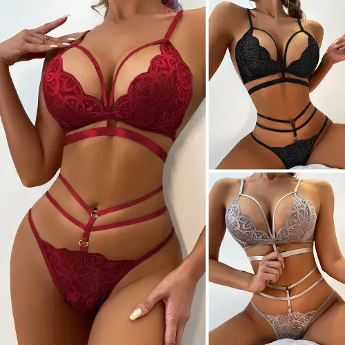 Lingerie évider Sexy deux pièces sous-vêtements en dentelle - Annonce sur OnSeLove