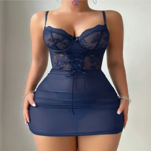 Fleur brodée hanche jupe deux pièces Sexy confort body nœud ruban mince respirant Slide 4