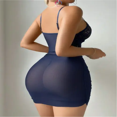 Fleur brodée hanche jupe deux pièces Sexy confort body nœud ruban mince respirant Slide 5